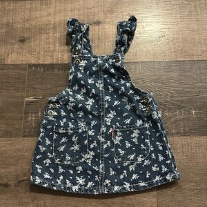 Nwt Levis Baby Girl Floral Denim Jumper Dress 3/6 months